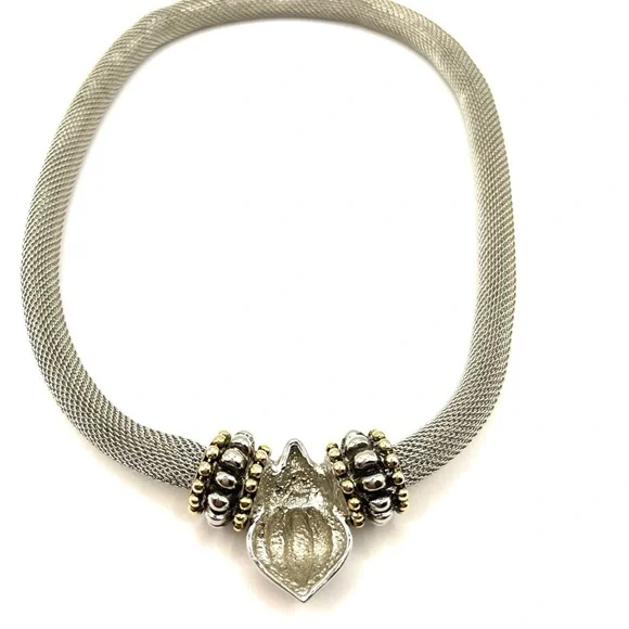 Mesh Necklace with Magnetic Pendant 16” Removable Pendant Statement Big Bold - Picture 7 of 9